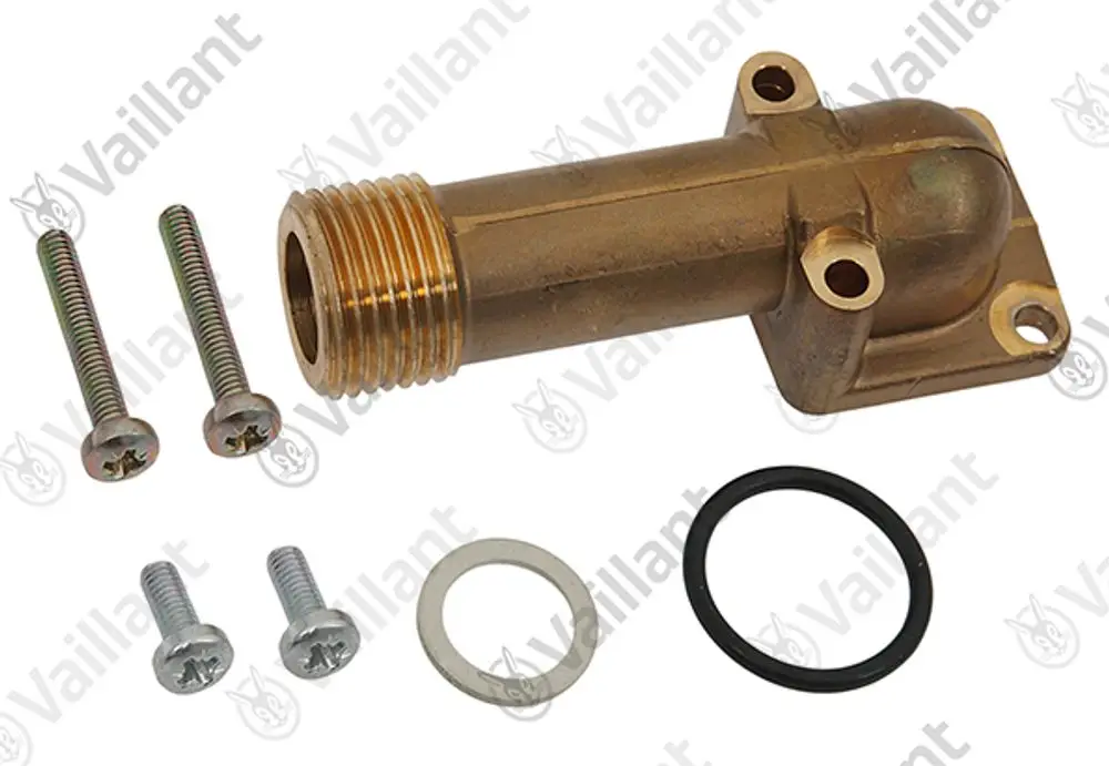 Vaillant Adapter für Gasanschluss mit Schrauben und Dichtungen, aus Metall, mit Gewinde und Montagebohrungen, geeignet für Heizgeräte.